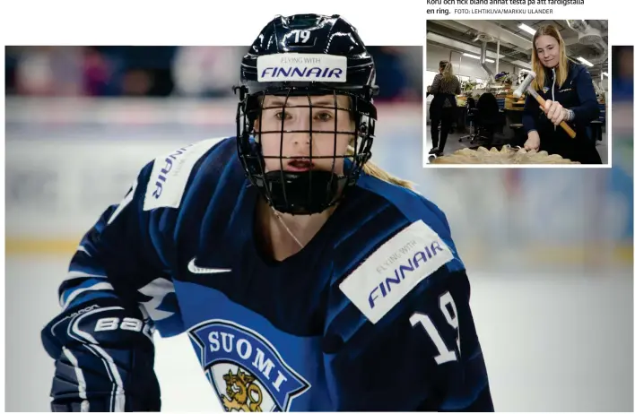  ?? FOTO: ISHOCKEYFö­RBUNDET/JULIA HEINO ?? Petra Nieminen gjorde två mål i gruppspele­t. Hon fyller tjugo år i början av maj och spås en strålande framtid.