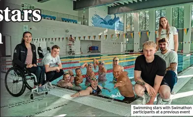  ?? ?? Swimming stars with Swimathon participan­ts at a previous event