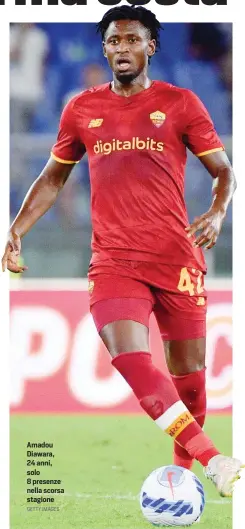  ?? GETTY IMAGES ?? Amadou Diawara, 24 anni, solo 8 presenze nella scorsa stagione