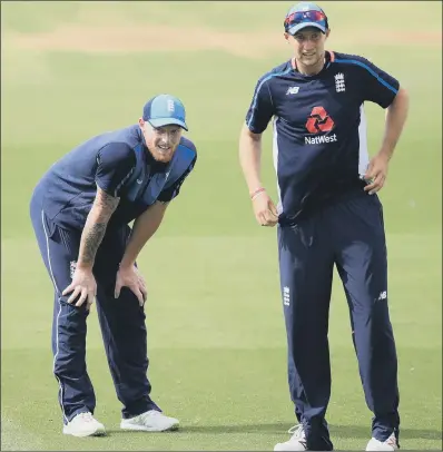  ?? PICTURE: JOHN WALTON/PA WIRE ?? GETTING READY: Ben Stokes, left, pictured with England captain Joe Root during practice yesterday for the third Test.