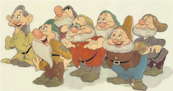  ?? Snow White and the Seven Dwarfs. ?? The Disney studios produced 166,000 watercolou­rs on plastic cells for its 1937 animation