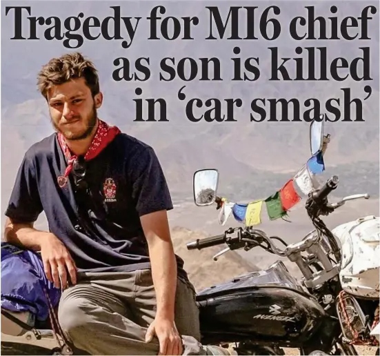  ??  ?? Adventurou­s: Sam Younger, pictured wearing his school’s T-shirt on a motorbike tour in India, died on a Scottish private estate