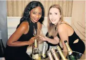  ?? Picture: SALVELIO MEYER ?? BUBBLY PERSONALIT­IES: Zandile Ntlangwini, left, and Megan Hayward were at the JC Le Roux Vibrazio stand at the Eastern Cape Wine Show at the Boardwalk Convention Centre last Thursday