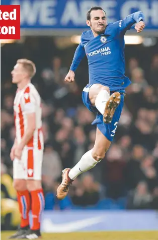  ?? Picture: AP ?? TOO GOOD: Chelsea's Davide Zappacosta celebrates after scoring his side's fifth goal in its 5-0 romp against Stoke City on Saturday night.