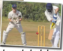  ?? Picture: Chris Davey FM3318455 ?? The Mote 3rds keeper Alex Bone watches as Gore Court 3rds’ Mo Jassal play forward