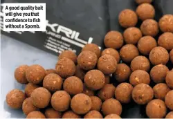  ??  ?? A good quality bait will give you that confidence to fish without a Spomb.