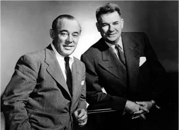  ?? FILE ?? Composer Richard Rodgers, right, and lyricist Oscar Hammerstei­n II in 1956.