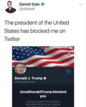  ??  ?? Daniel Dale posted this screenshot after U.S. President Donald Trump blocked him on Twitter.