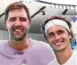  ?? GETTY IMAGES ?? Trainingse­inheit in Melbourne: Dirk Nowitzki (l.) und Alexander Zverev.