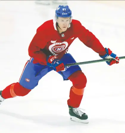  ?? JOHN MAHONEY ?? Kaiden Guhle, the Canadiens' first-round pick (16th overall) at the 2020 NHL Draft, scored an empty-net goal with 14 seconds left on the clock to put away the Quebec university all-stars on Tuesday, in the final game of the team's rookie camp.