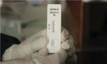  ??  ?? Rapid antigen testing are able to return Covid results within 15 to 30 minutes. Their widespread use has been restricted in Australia because they are not as reliable as PCR tests. Photograph: Ajun Ally/Pacific Press/REX/Shuttersto­ck