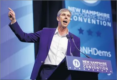  ?? ROBERT F. BUKATY/AP ?? Democratic presidenti­al candidate Beto O’Rourke’s vow to confiscate AR-15 and AK-47 rifles came after recent shootings.