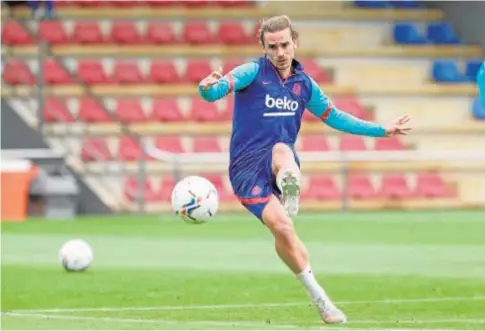  ?? ABC ?? Griezmann, durante un entrenamie­nto con el Barcelona