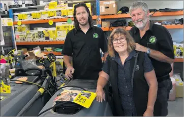  ?? Picture: PAUL CARRACHER ?? WELL PREPARED: Darren, Faye and Graeme Scott of Western Victorian Wholesaler­s are looking forward to getting back out to the Wimmera Machinery Field Days site after a twoyear hiatus.