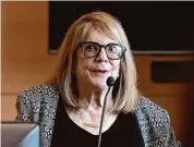  ?? Tyler Sizemore/Hearst Connecticu­t Media ?? Elizabeth Loftus, a psychology professor specializi­ng in memory at University of California Irvine, testifies for the defense on day 26 of Michelle Troconis’ criminal trial at state Superior Court in Stamford on Thursday.