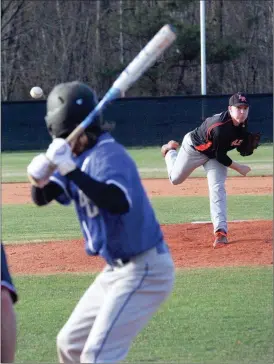  ??  ?? LaFayette senior Logan Teasley sends a pitch towards the plate in last Friday’s doublehead­er against Gordon Central. The Ramblers swept the series, 11-0 and 6-2. (Messenger photo/Scott Herpst)