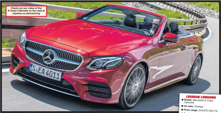  ??  ?? Check out our video of the E-Class Cabriolet on the road at express.co.uk/motoring BREATH OF FRESH AIR: The E-Class utilises Mercedes’ Aircap system, with a wind deflector on the windscreen helping to reduce cabin turbulence