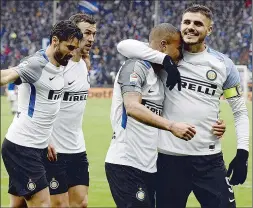  ??  ?? Protagonis­ta Icardi ha calato un poker che l’ha portato a 103 gol in carriera in serie A