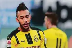  ?? AP ?? Dortmund’s Pierre-Emerick Aubameyang reacts during the Bundesliga loss against SV Darmstadt 98 on Saturday.