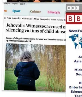 ?? SKJERMDUMP­ER ?? Store medieaktør­er over hele verden har skrevet om overgrepss­aker i Jehovas Vitner.