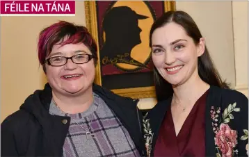  ??  ?? Elaine Harold, Secretary and Zoe Conway at the launch of Féile na Tána in St. Michael’s Hall, Carlingfor­d.