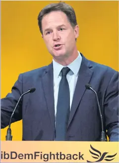  ??  ?? BITTER: Nick Clegg won’t accept referendum result