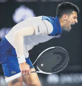  ?? GETTY IMAGES ?? Novak Djokovic, back after a sixmonth injury layoff, was struggling throughout the match.