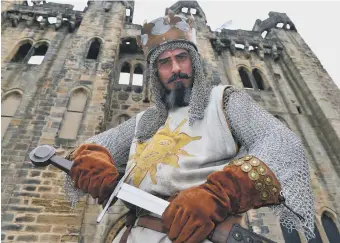  ??  ?? Spamalot’s King Arthur – in the form of Bob Harms – visits Hylton Castle.