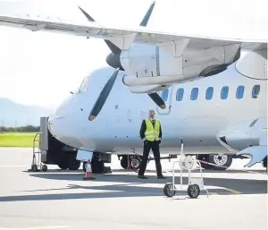  ?? Picture: Kim Cessford. ?? Up and away: one of the first Loganair flights out of Dundee Airport.