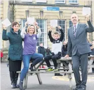  ??  ?? Breast foot forward: Alison Coxon, Julie Peterkin, Elliot Stirling and Douglas Hutchison