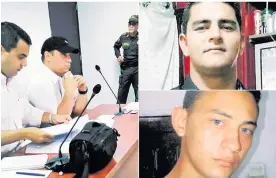  ?? TOMADA DE INTERNET ?? El fiscal Mario Lora Correa en una audiencia. Al lado, Camilo Rodríguez y Harold Suárez Rivas, muertos en 2016.