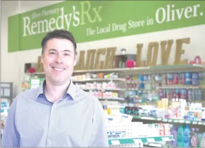  ?? Contribute­d photos ?? Chris Pasin, who owns Remedy’s RX stores in Oliver, Penticton and West Kelowna, won the 2017 Ben Gant Innovation Practice Award from the B.C. Pharmacy Associatio­n.