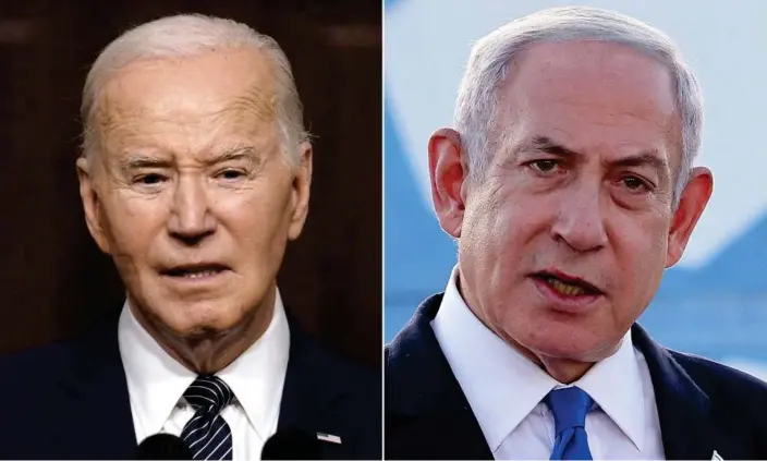  ?? Composite: Reuters/AP ?? Joe Biden told Benjamin Netanyahu an immediate ceasefire was essential.