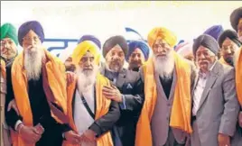  ?? HT PHOTO ?? ■ (From left) Ranjit Singh Brahmpura, Sewa Singh Sekhwan, Manjit Singh GK, Sukhdev Singh Dhindsa and Paramjit Singh Sarna in New Delhi on Saturday.