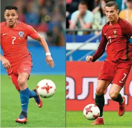  ?? FOTO AFP ?? Alexis Sánchez y Cristiano Ronaldo, estrellas en Rusia.