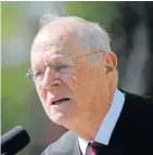  ?? Picture: REUTERS ?? END OF ERA: Supreme Court Associate Justice Anthony Kennedy, who took his oath of office in 1988, said he was stepping aside to spend more time with his family