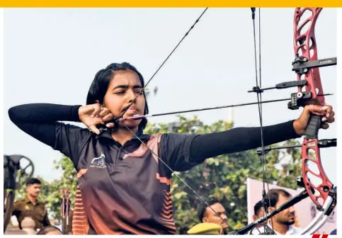  ?? SANDEEP SAXENA ?? Leaving a mark: Seventeen-year-old Aditi Swami has been one of the breakout stars in Indian archery.