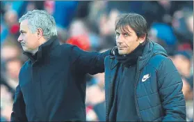  ??  ?? Mourinho y Conte, cuando dirigían respectiva­mente a Manchester United y Chelsea