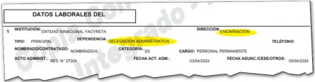  ?? ?? El hermanito del senador cartista Hernán Rivas informó a la Contralorí­a que cumplirá funciones administra­tivas en la EBY.