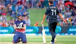  ?? — AFP ?? England allrounder Ben Stokes (left) scored an unbeaten 63 against New Zealand on Wednesday.