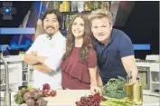  ?? Matt Frost Fox ?? CHEF Edward Lee, host Samantha Harris and Gordon Ramsay in “Culinary Genius” on KCOP.