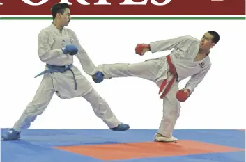  ?? FOTO CÉSAR NEYOY-BES ?? UNO DE LOS combates del torneo inter-dojo de Partida Karate Academy del pasado domingo, en San Luis. El torneo fue el primero que se lleva a cabo en la ciudad en cerca de 20 años y participar­on 105 karatecas locales.