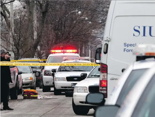  ?? MICHELLE SIU ?? The Special Investigat­ions Unit was called to a street in Toronto. on Feb. 3, 2012, where 29-year-old Michael Eligon, wearing only a hospital gown and armed with scissors, was shot by a police officer after a confrontat­ion. “When a police officer kills...