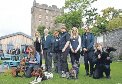  ??  ?? Some of the visitors to Castle Huntly yesterday with their talented dogs.