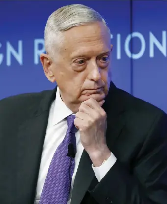  ?? AP file ?? ‘ANGRY AND APPALLED’: Ex-Defense Secretary Jim Mattis sharply criticized President Trump for using the military to quash protests in Washington, and the use of force to clear the way for Trump to hold a ‘bizarre’ photo op Monday, above left, outside St. John’s Church, across Lafayette Park from the White House.