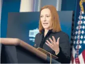  ?? DOUG MILLS/THE NEW YORK TIMES ?? White House press secretary Jen Psaki said the CDC will release new guidance.