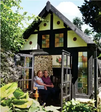  ??  ?? Time for a cuppa? The Baileys sit back in their chalet-style summerhous­e
