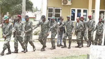  ?? PHOTO: NAN ?? Some members of the Yoruba Nation Agitator Group paraded by the Oyo State command of the Nigeria Police Force in Ibadan… yesterday.