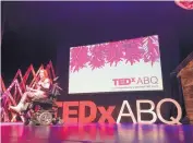  ?? MADDY HAYDEN/JOURNAL ?? Kaatje Gotcha speaks during the TEDxABQ 2018 main event on Saturday afternoon at the National Hispanic Cultural Center.