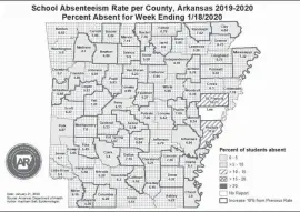  ?? Arkansas Department of Health ?? Absentee: According to the state health department, Union County has not shown an increase in absentee rates from the previous reporting, but is still at 5.51%.